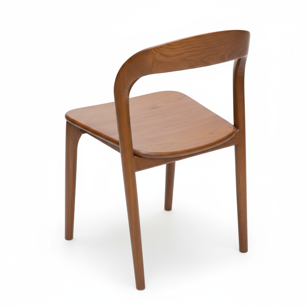 16 x Carved Armless Solid Ash Wood Dining & Cafe Chair with Arc Backrest