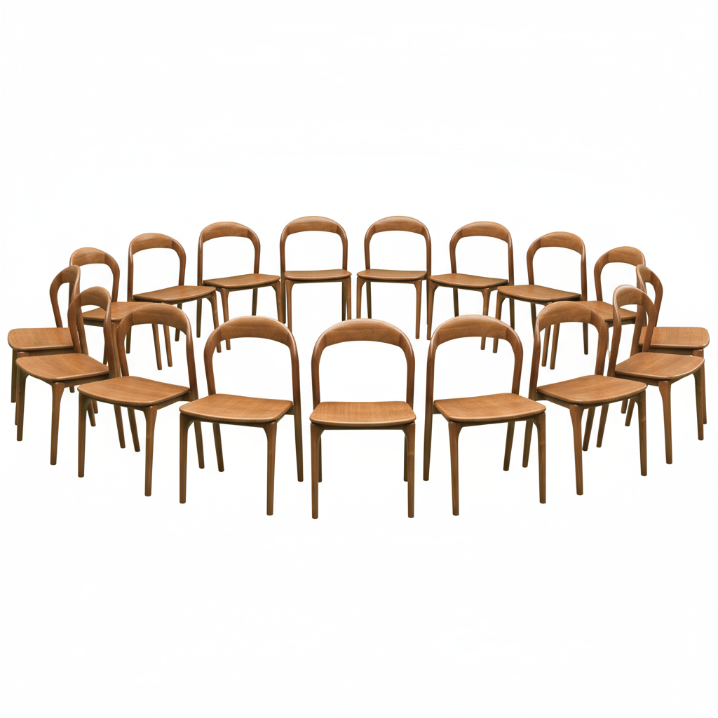 16 x Carved Armless Solid Ash Wood Dining & Cafe Chair with Arc Backrest