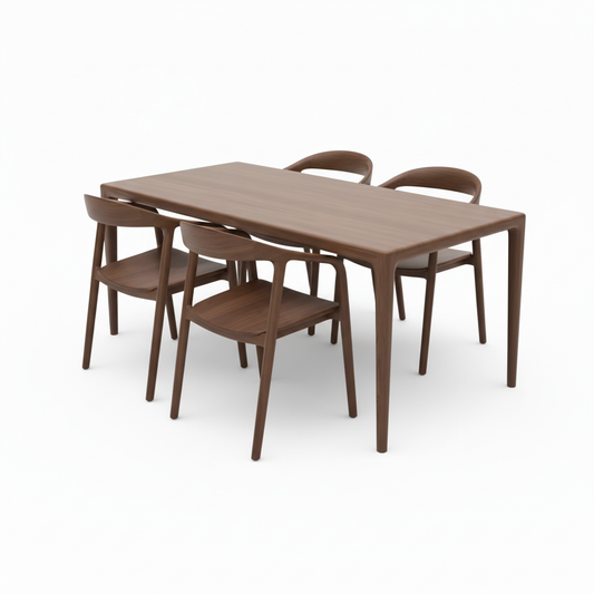 Premium Ash Wood Dining Table with 4 Chairs Large 63" x 31.5" x 29.5" for Home, Restaurants, Cafes or Events