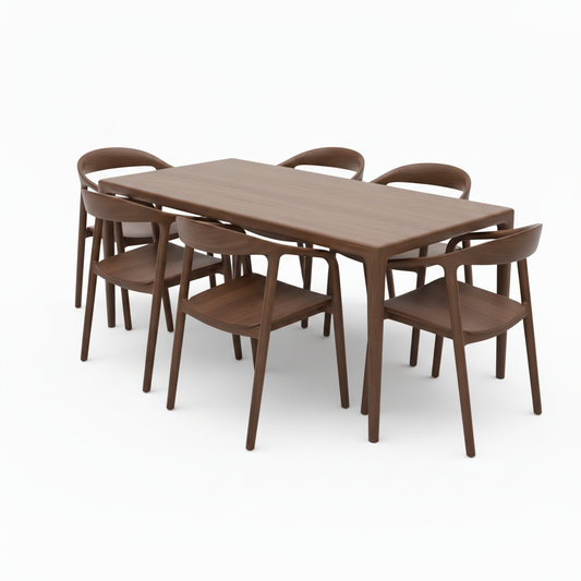 Premium Ash Wood Dining Table with 6 Chairs Large 63" x 31.5" x 29.5" for Home, Restaurants, Cafes or Events