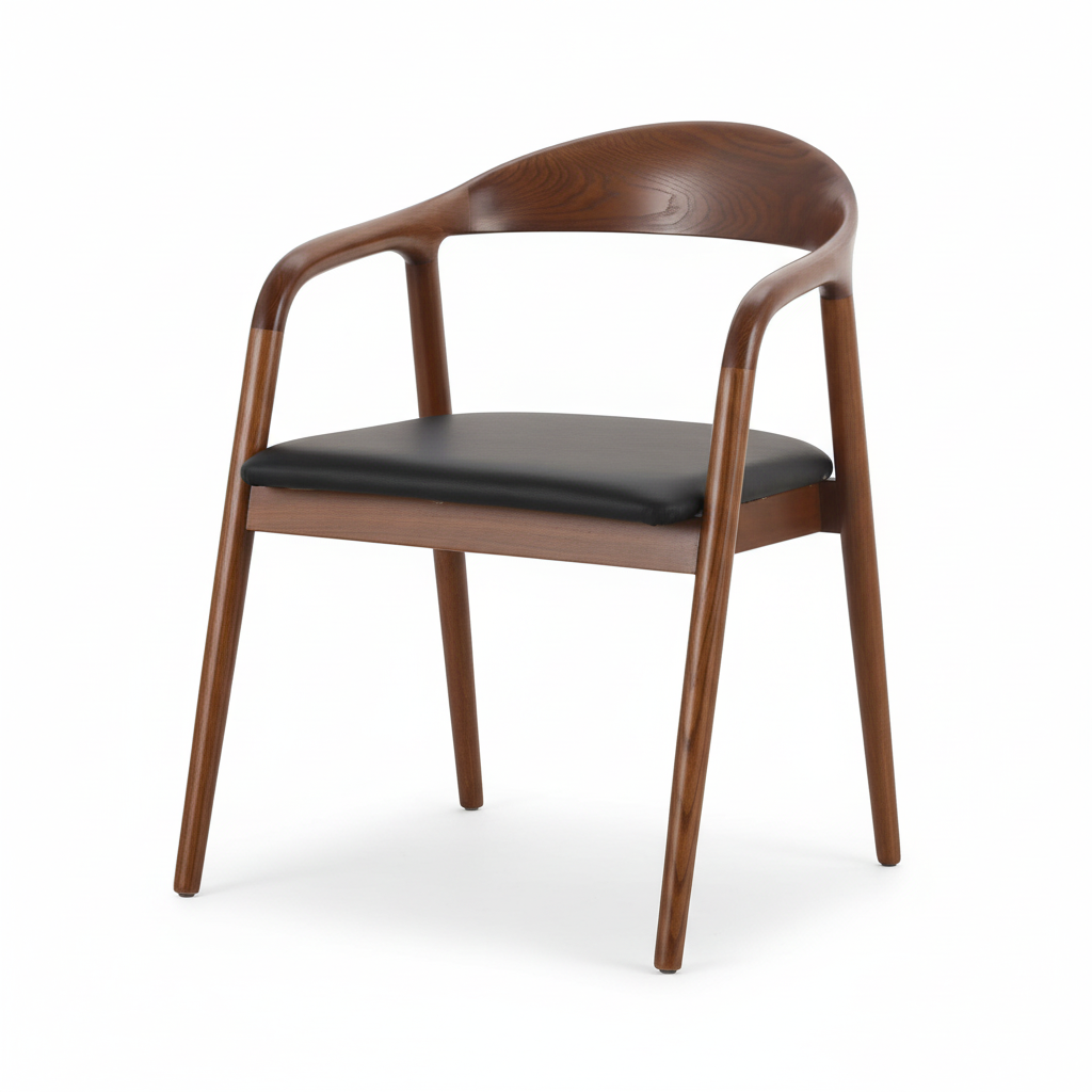 6 or 8 x Solid Hand-Made Ash Wood Dining Chair with Arms and Upholstered Seat