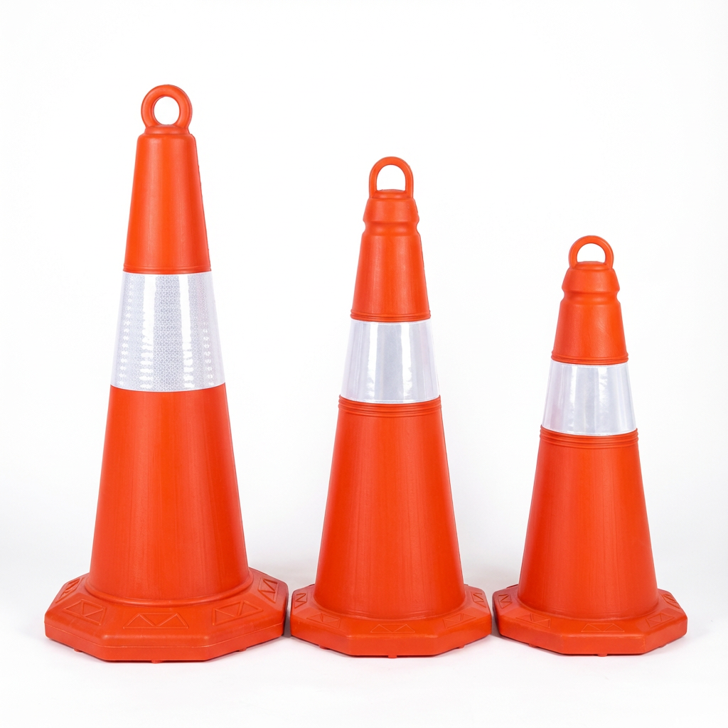 Multiple Sizes - 6 Pack Reflective Traffic Cones Heavy Duty Resin