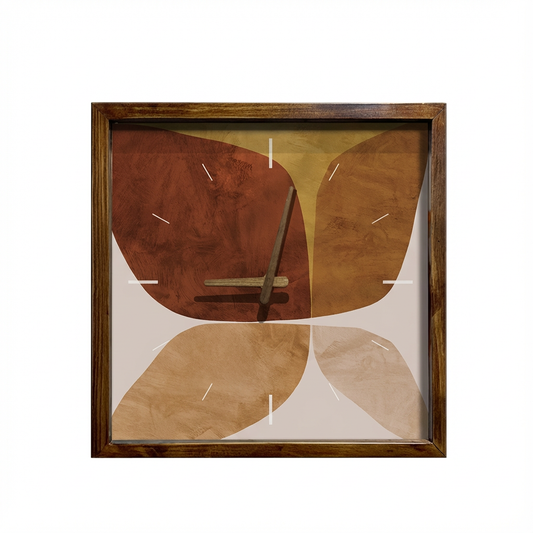 Abstract Flora Art Wall Clock 13" x 13" - Vintage Style Wood Frame with Cotton Canvas