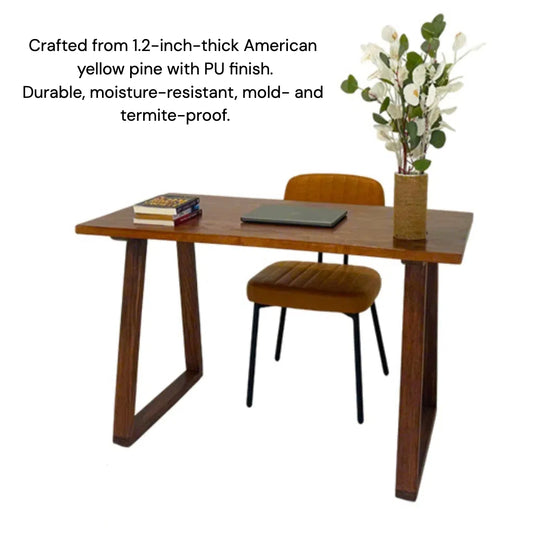 Wooden Office Desk with Solid Pine Top – Study, Computer & Work Table, 47.2 in / 70.9 in (120 x 60 cm / 175 x 70 cm), Durable & Modern Design