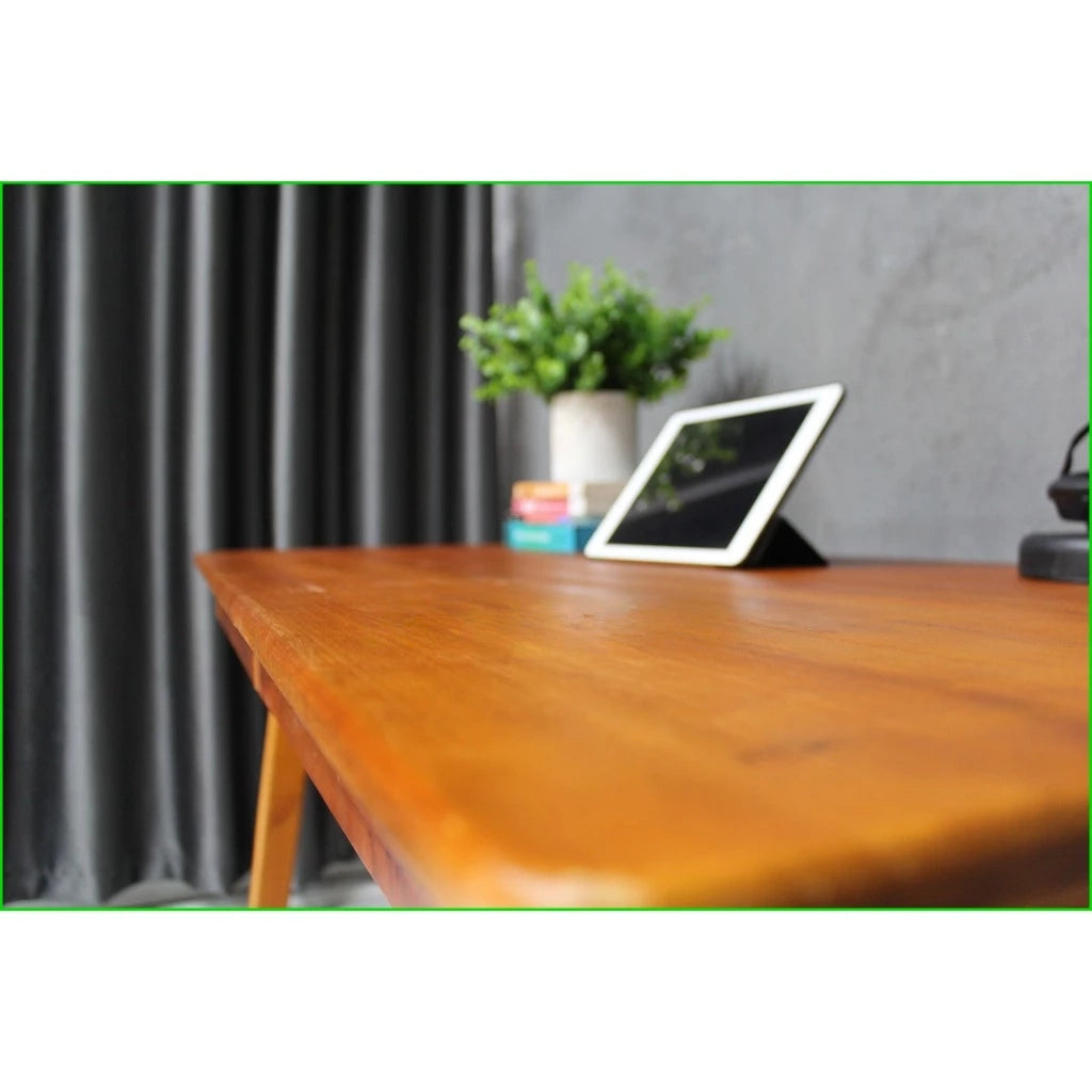Solid Wood Desk with 2 Drawers, Rubber Wood Tabletop and Pine Legs, Simple Nordic Style Office or Study Table