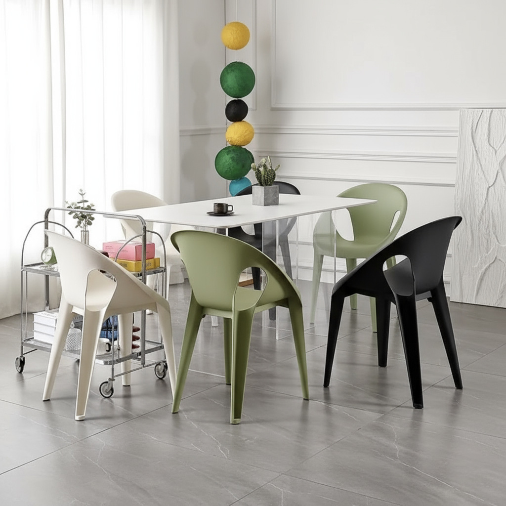 2 or 4 Pcs Modern Plastic Stacking Bucket Chair - Strong and Lightweight for Homes, Offices, Schools and Events