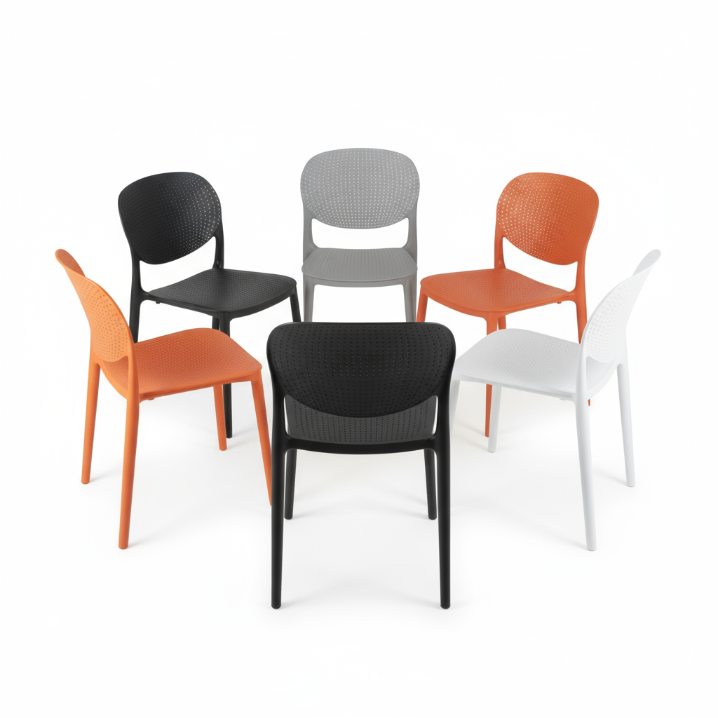 2 or 4 Pcs Modern Perforated Stacking Chair in 8 Colors - Strong and Lightweight for Homes, Offices, Schools and Events