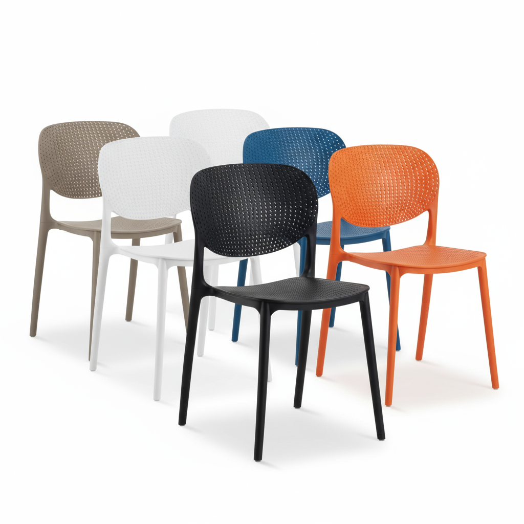 20 or 32 Pcs Modern Perforated Stacking Chair in 8 Colors - Strong and Lightweight for Homes, Offices, Schools and Events