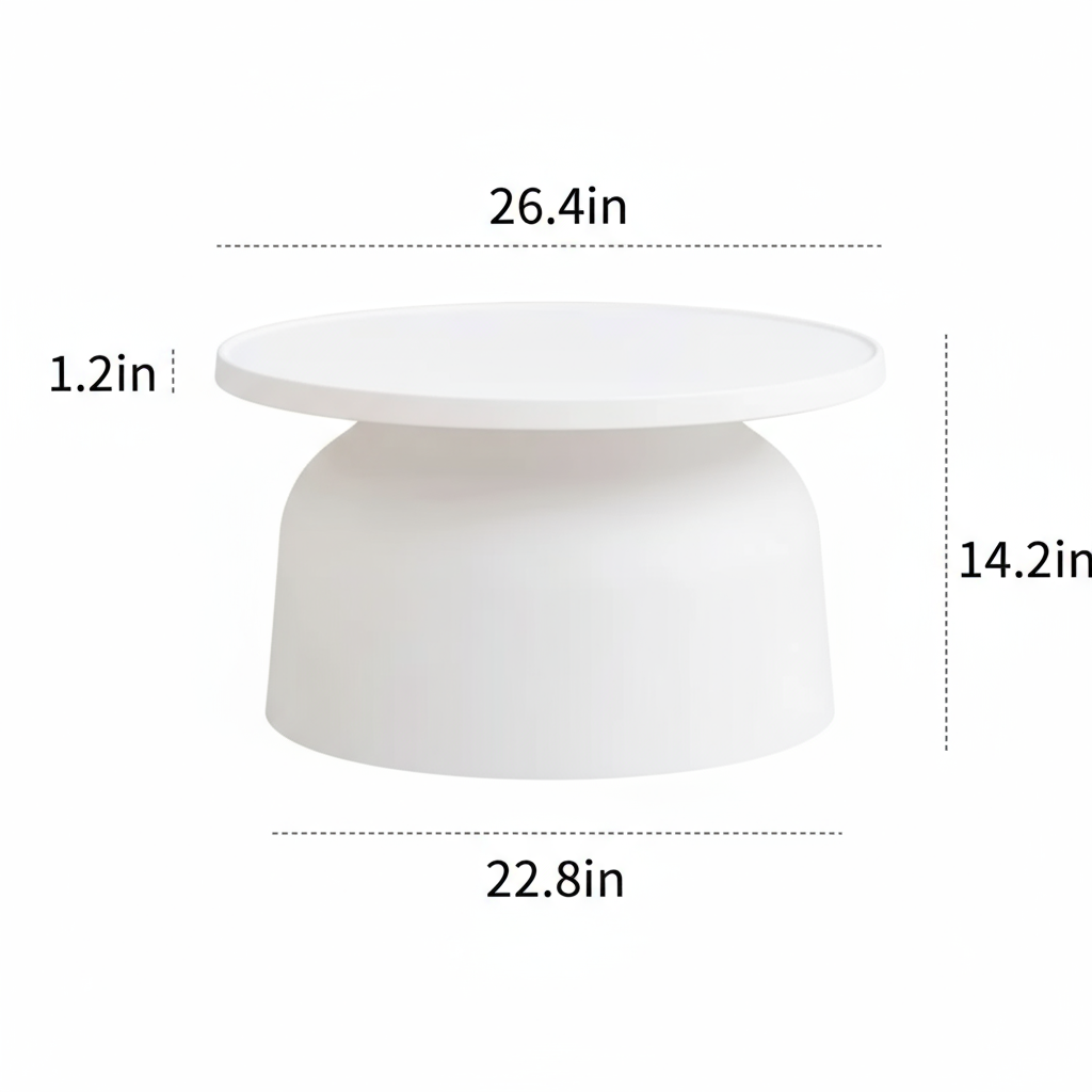Modern Nordic Low Coffee Table – 26" Round Minimalist Design in Molded Plastic