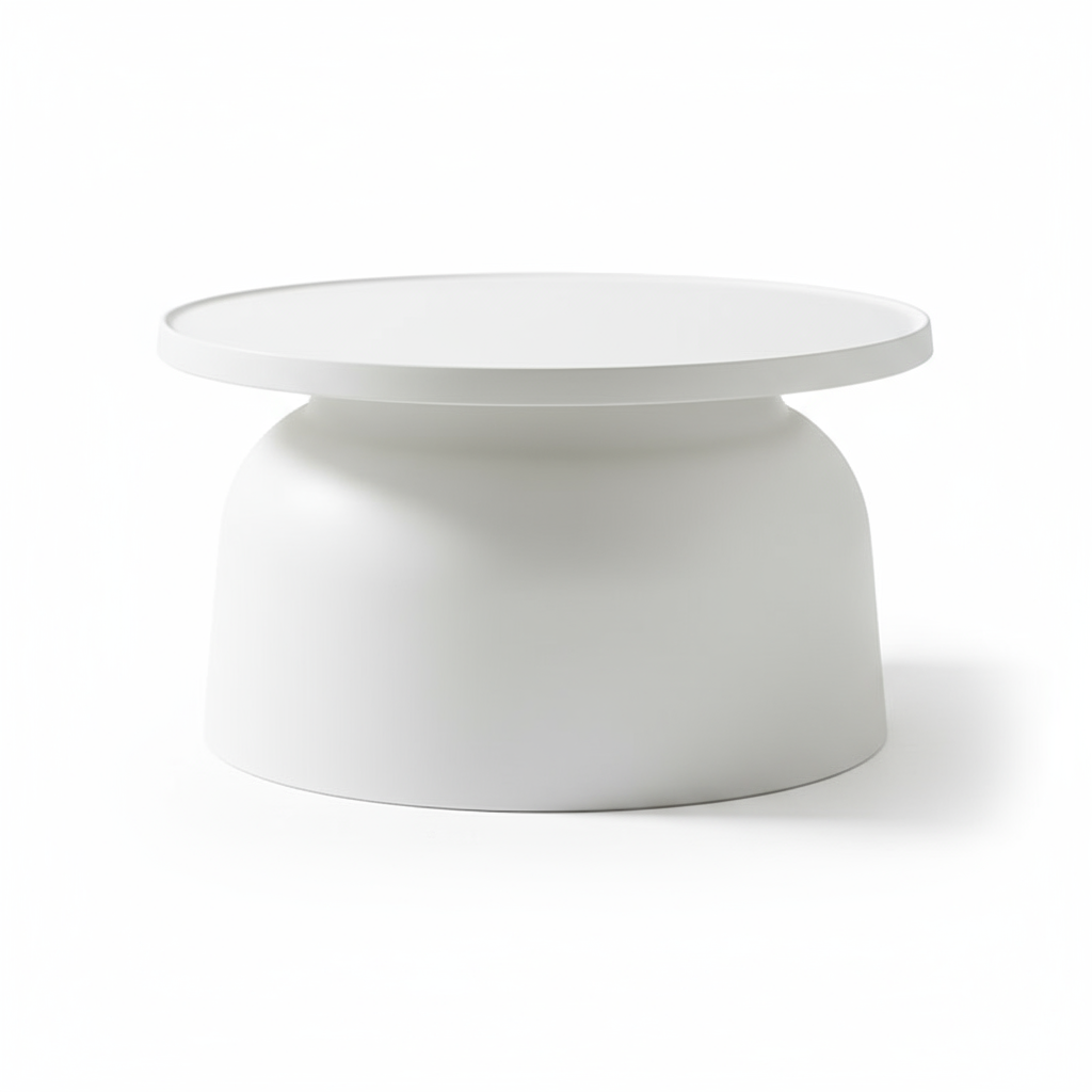 Modern Nordic Low Coffee Table – 26" Round Minimalist Design in Molded Plastic