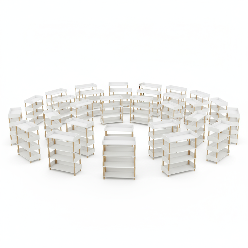 40 units Modern Wooden Bookshelf with White Shelves – 5-Tier Freestanding Storage Rack for Living Room, Bedroom, or Office – Space-Saving Organizer 31.5 x 9.4 x 59 in (80 x 24 x 150 cm)