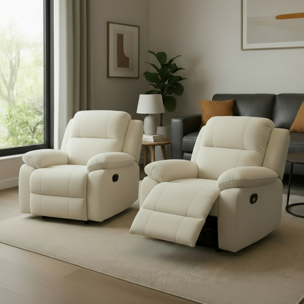 Unique Boucle Fabric Plush Recliner Rocking Chair in Multiple Colors 37" x 37.4" x 38.6" - Made For You