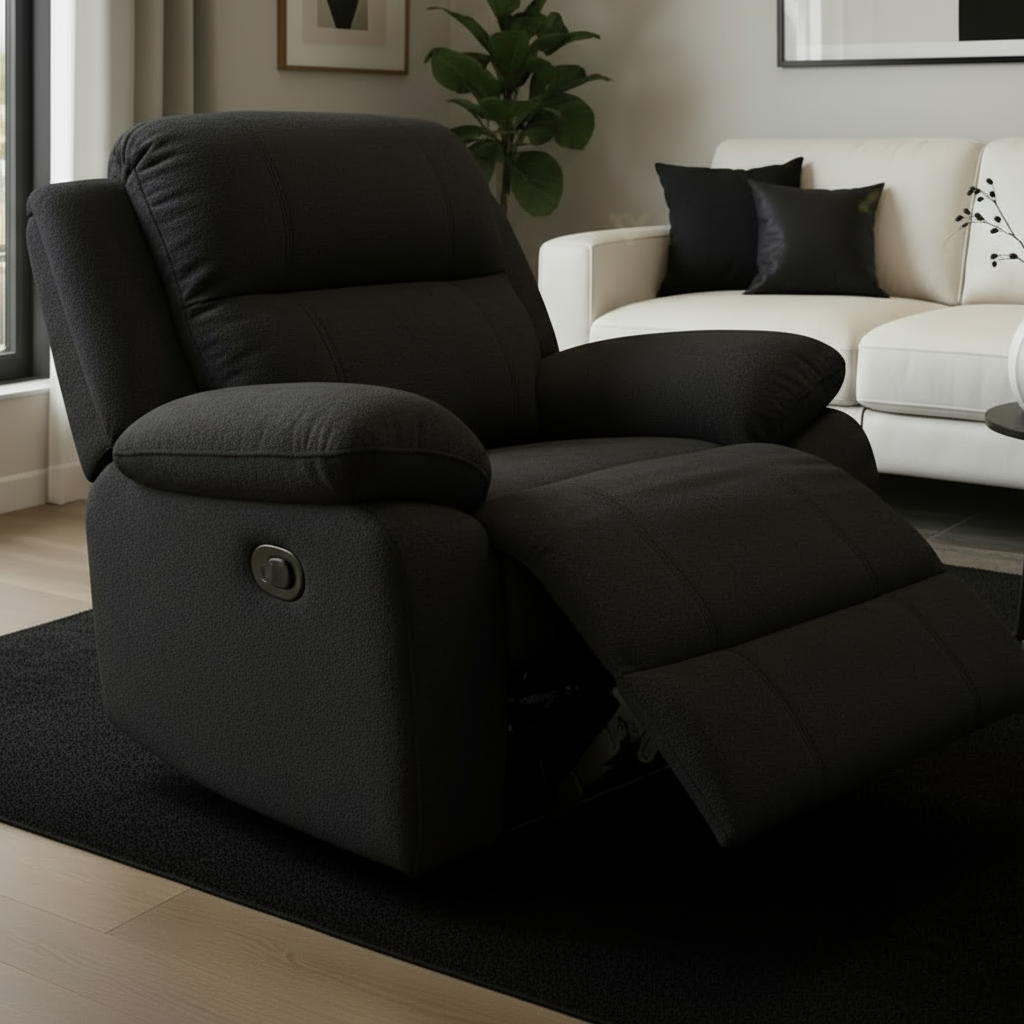 Unique Boucle Fabric Plush Recliner Rocking Chair in Multiple Colors 37" x 37.4" x 38.6" - Made For You