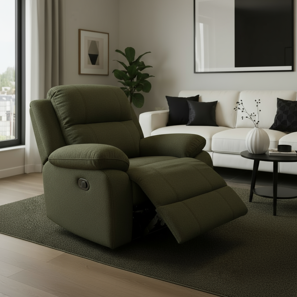 Unique Boucle Fabric Plush Recliner Rocking Chair in Multiple Colors 37" x 37.4" x 38.6" - Made For You