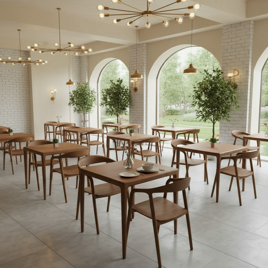 4 units Premium Ash Wood Dining Table 31.5" x 31.5" x 29.5" for Restaurants, Cafes or Events