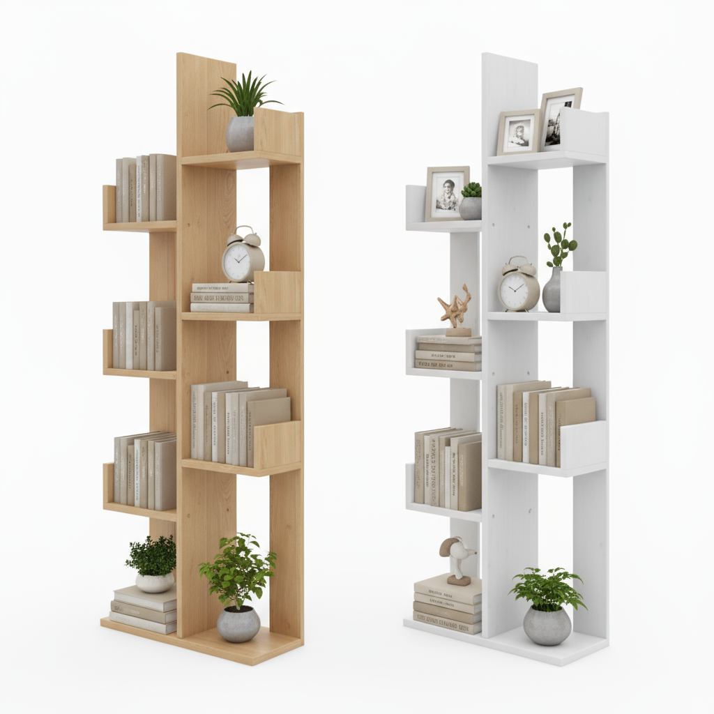 48 units Cactus Design MDF Bookshelf – Modern Decorative Wood Style Shelf for Living Room, Bedroom, or Study