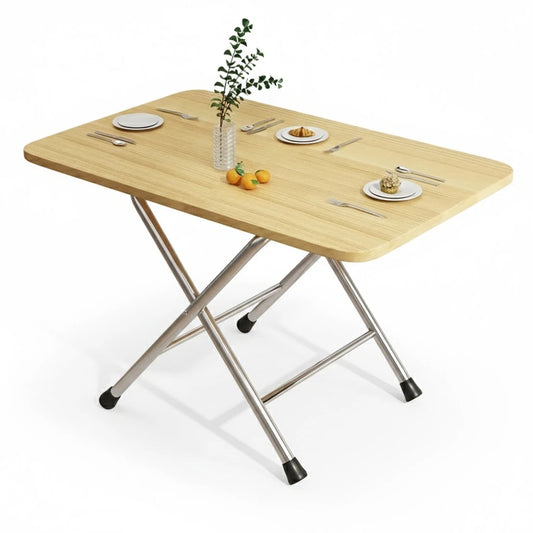 Folding Dining Table with X-Shaped Metal Legs, Space Saving Wooden Kitchen Table for Small Spaces, Sturdy Portable Breakfast Desk for Apartment & Home, Easy Storage, No Assembly Required