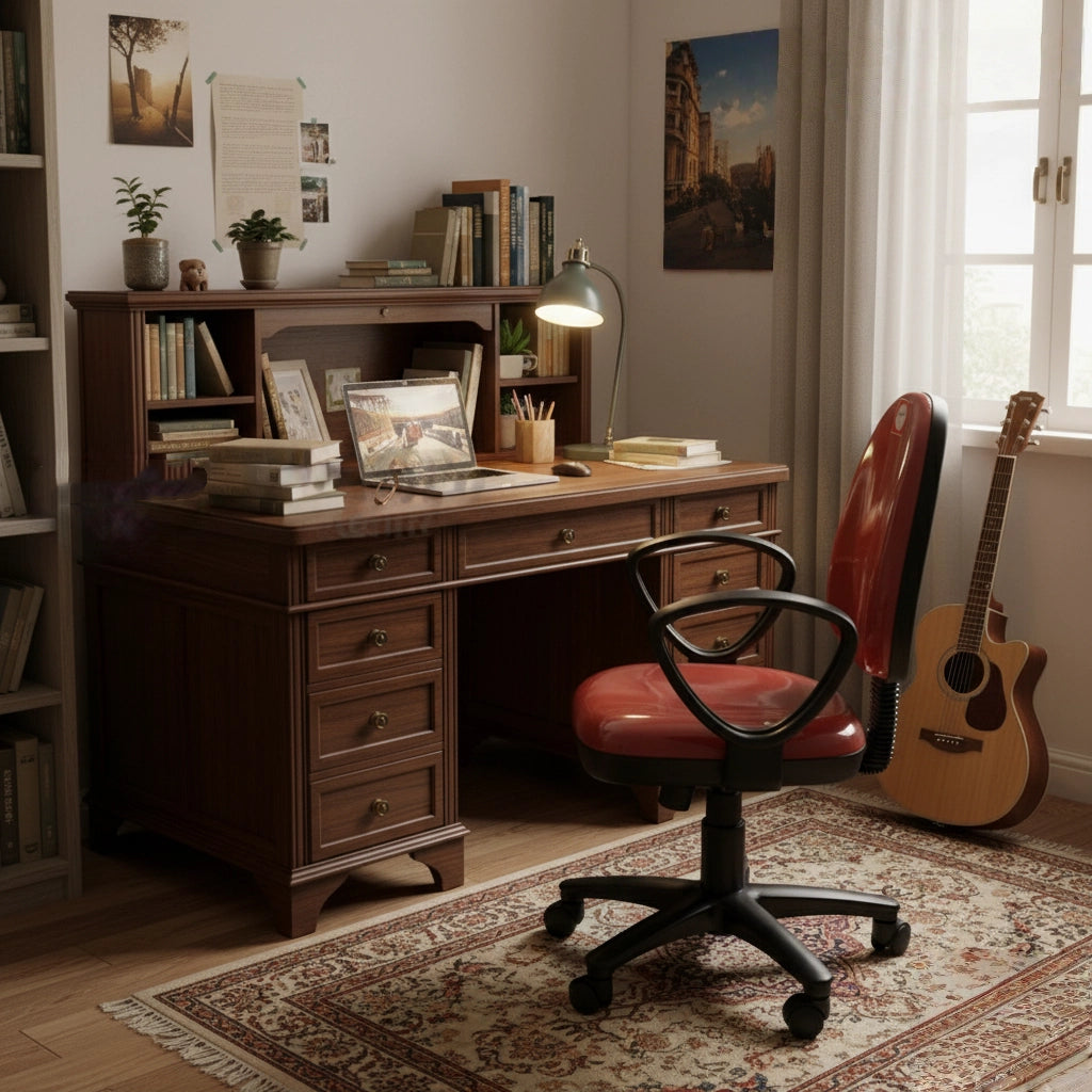 Office Swivel Chair with ArOffice Swivel Chair with Armrests, Adjustable Height, 360° Rolling Wheels – Ergonomic Desk Chair for Home or Officemrests, PVC Leather Upholstery, Adjustable Height, 360° Rolling Wheels – Ergonomic Desk Chair for Home or Office