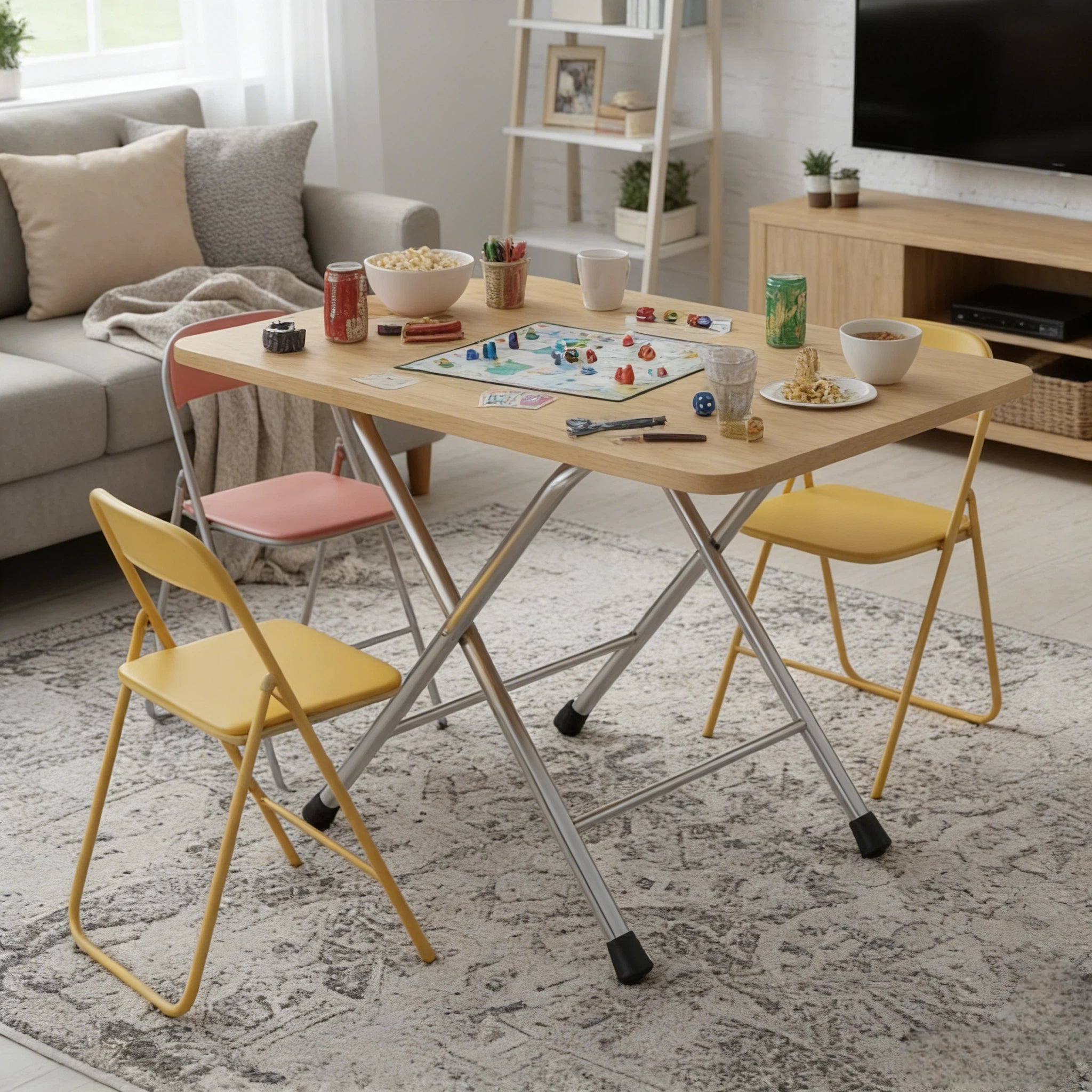 Folding Dining Table with X-Shaped Metal Legs, Space Saving Wooden Kitchen Table for Small Spaces, Sturdy Portable Breakfast Desk for Apartment & Home, Easy Storage, No Assembly Required