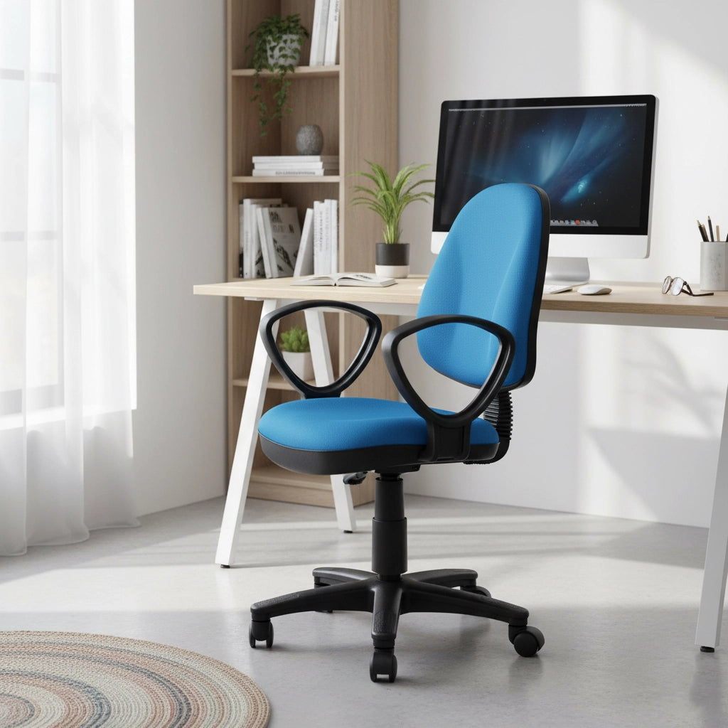 Office Swivel Chair with ArOffice Swivel Chair with Armrests, Adjustable Height, 360° Rolling Wheels – Ergonomic Desk Chair for Home or Officemrests, PVC Leather Upholstery, Adjustable Height, 360° Rolling Wheels – Ergonomic Desk Chair for Home or Office