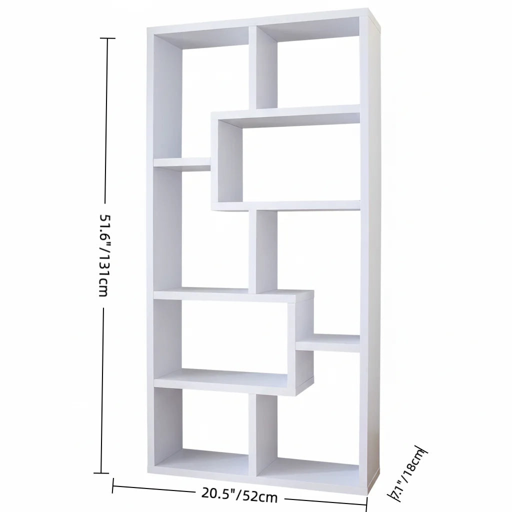 U-Shaped Wooden Floor Bookshelf – Multi-Tier MDF Storage and Display Rack for Living Room or Office, 51.2 x 19.7 in (130 x 50 cm)