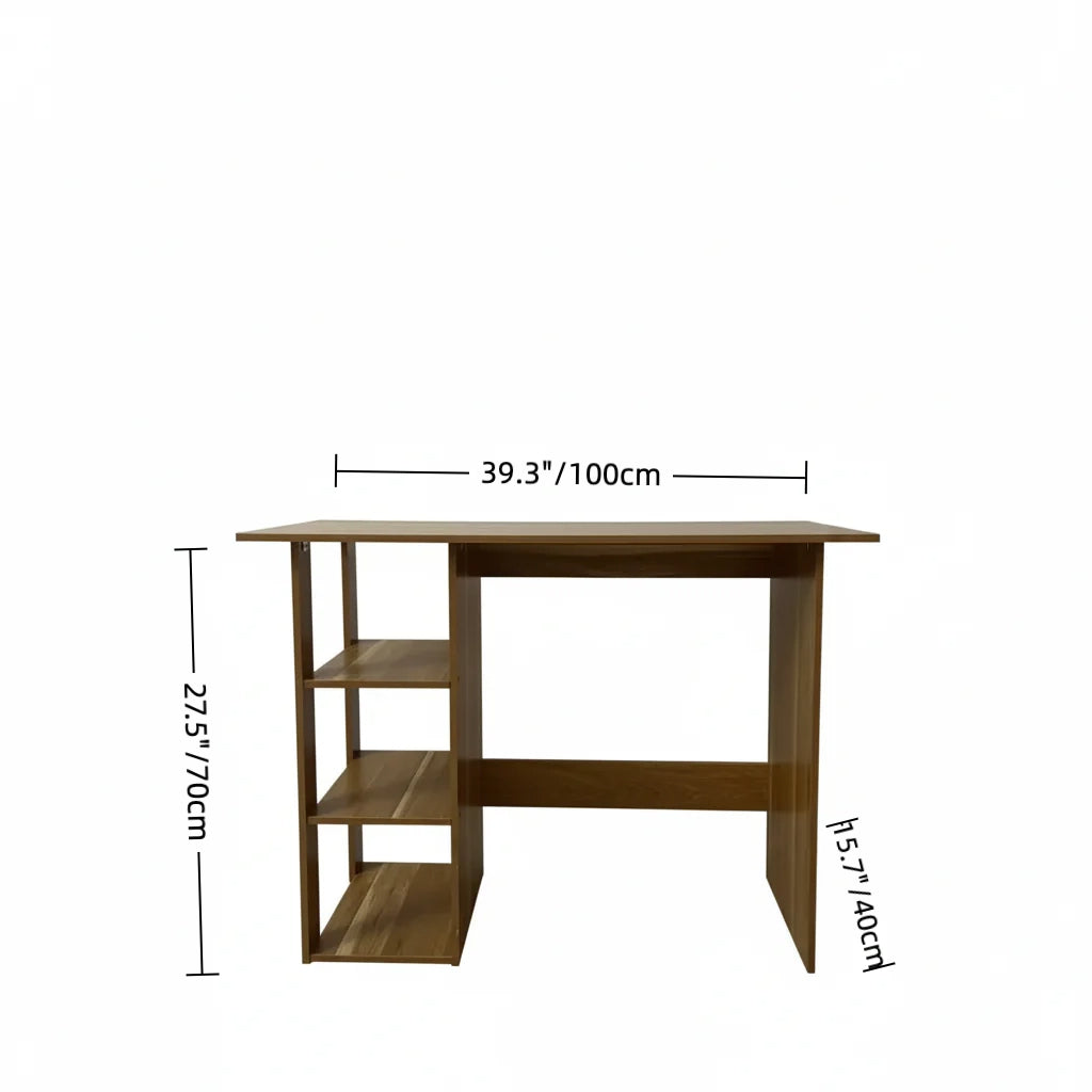 Study Desk with Bookshelf – Compact MDF Office Table with 3 Storage Shelves, Space-Saving Modern Design