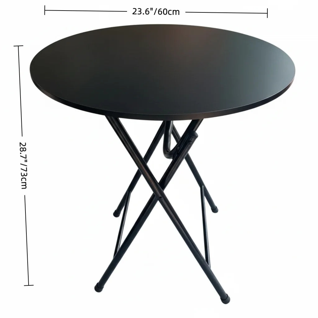 70 Units - Round Folding Table with Metal Legs, MDF Top – White Finish, Space-Saving Dining or Study Desk – 23.6 x 23.6 x 28.7 in (60 x 60 x 73 cm)