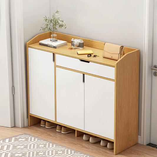 Wooden Shoe Cabinet – 3 Doors, 39.3-Inch, Freestanding Multi-Tier Entryway Shoe Storage Organizer