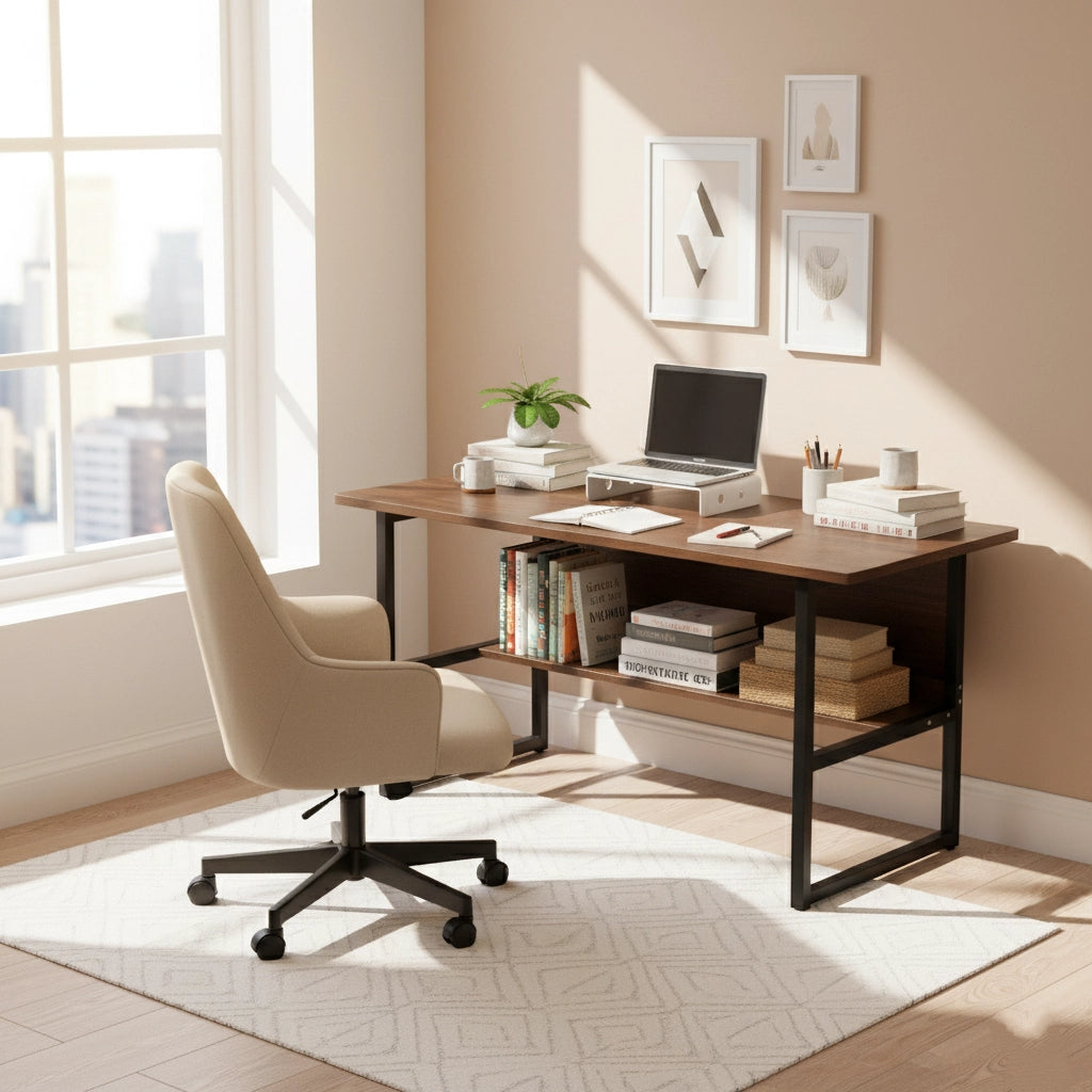 Modern Nordic Office Desk – Simple Writing Desk for Home, Study or Computer, Laptop Table  47.2 x 17.7 x 29.5 in (120 x 45 x 75 cm)