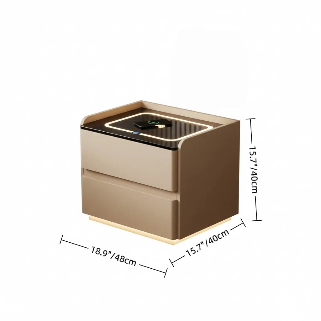 Smart Wooden Bedside Table with Wireless Charging, Stylish Modern Nightstand with Touch Sensor LED Light, Durable Bedroom Side Table with Storage Drawer – 15.7 x 15.7 x 18.9 in (40 x 40 x 48 cm)