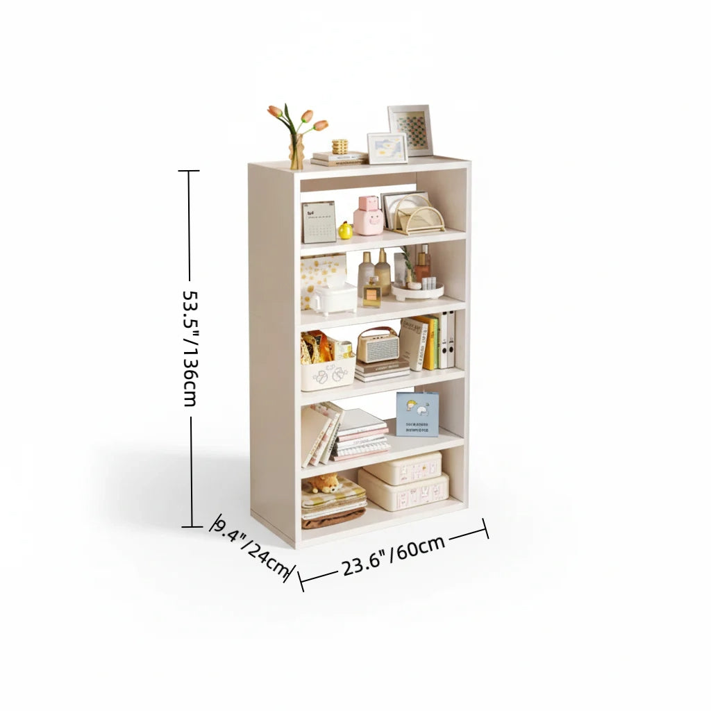 Modern 5-Tier Storage Bookshelf Cabinet – Multi-Functional Organizer for Living Room, Bedroom, Office – Space-Saving Display Shelf for Books, Decor, and Storage – Durable MDF Wood – 53.5 x 23.6 x 9.4 in (136 x 60 x 24 cm)