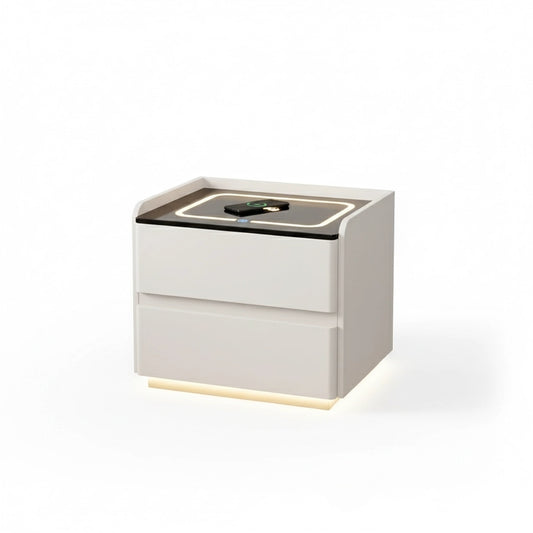 Smart Wooden Bedside Table with Wireless Charging, Stylish Modern Nightstand with Touch Sensor LED Light, Durable Bedroom Side Table with Storage Drawer – 15.7 x 15.7 x 18.9 in (40 x 40 x 48 cm)