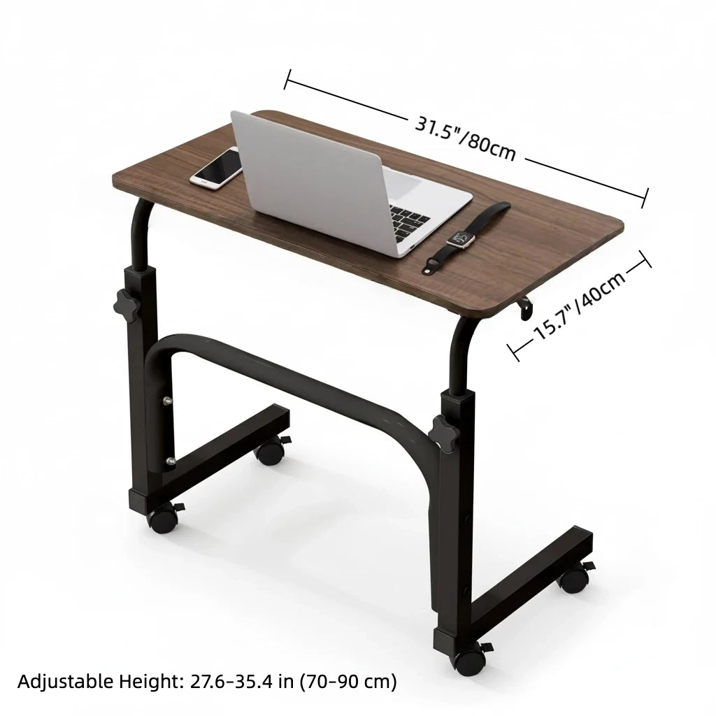 40 units Adjustable Mobile Laptop Desk with Wheels – Height Adjustable 27.6–35.4 in (70–90 cm), Compact Study Table for Home Office, Rolling MDF Wood Desk 31.5 x 15.7 in (80 x 40 cm), Modern Space-Saving Design