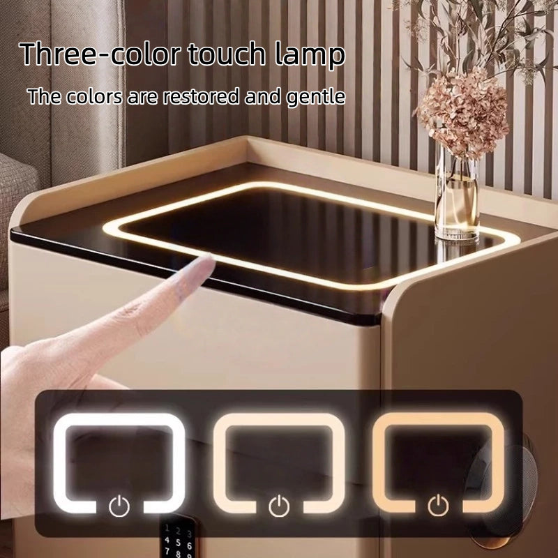Smart Wooden Bedside Table with Wireless Charging, Stylish Modern Nightstand with Touch Sensor LED Light, Durable Bedroom Side Table with Storage Drawer – 15.7 x 15.7 x 18.9 in (40 x 40 x 48 cm)