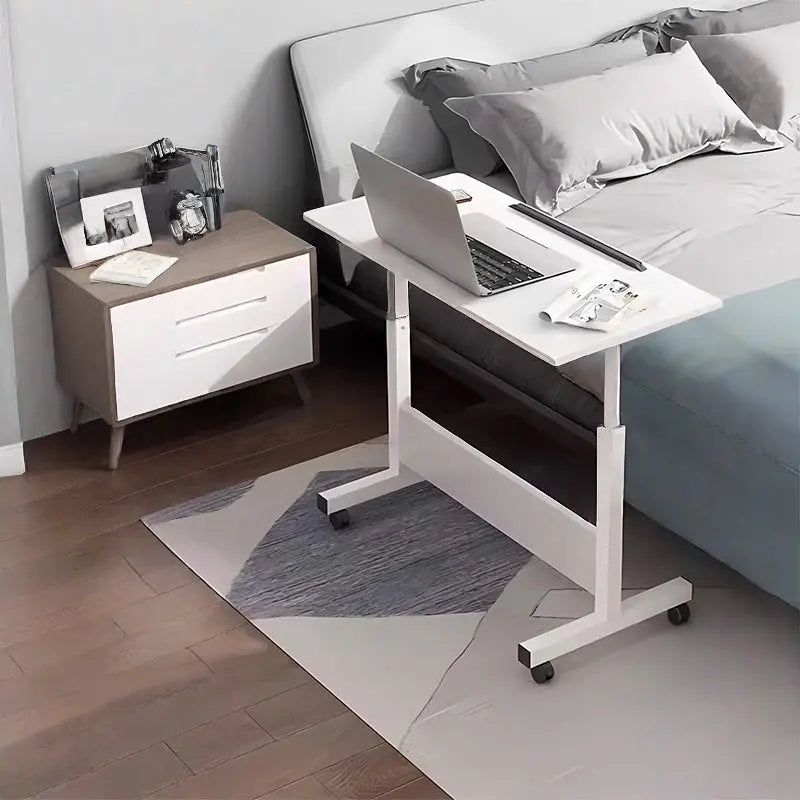 Adjustable Rolling Laptop Desk with Tilt Top – Height 23.6–33.5 in (60–85 cm), Compact Mobile Study & Work Table with Wheels, Space-Saving Design Kikbo
