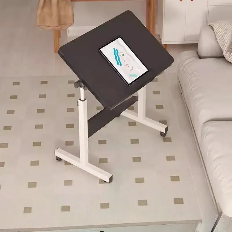 Adjustable Rolling Laptop Desk with Tilt Top – Height 23.6–33.5 in (60–85 cm), Compact Mobile Study & Work Table with Wheels, Space-Saving Design Kikbo