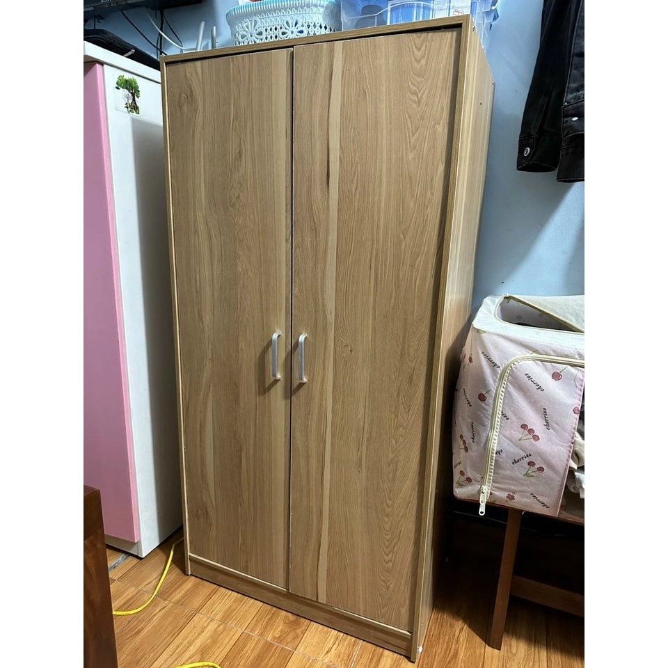 2-Door Wooden Storage Cabinet – 47.2 x 23.6 x 15.7 in (120 x 60 x 40 cm), MDF Wardrobe for Bedroom or Office