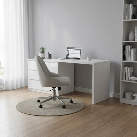 Multi-Functional Wooden Desk with 6 Drawers – Workstation and Makeup Vanity Table, Available in Multiple Colors, 63 x 15.7 x 31.5 in (160 x 40 x 80 cm)