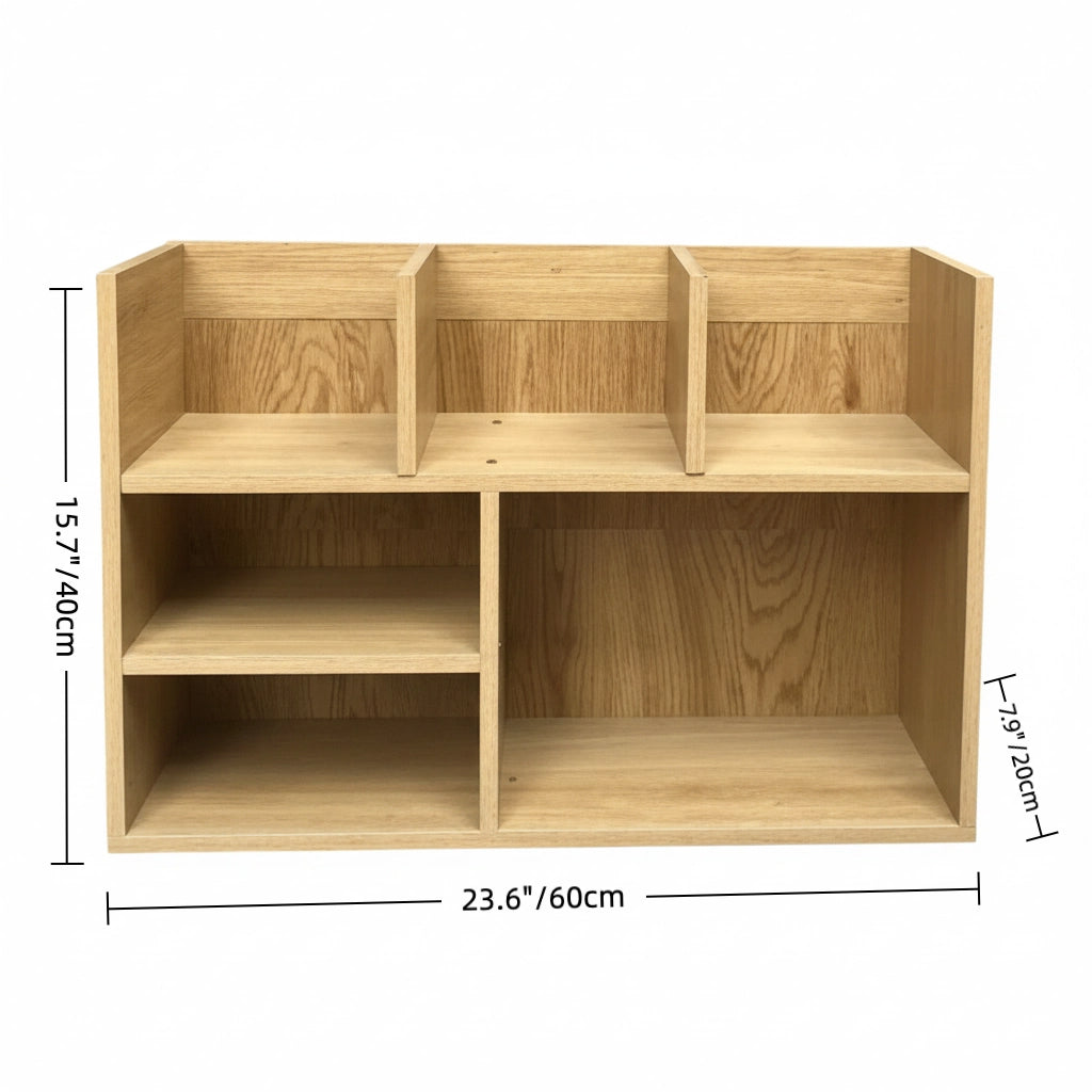 Wooden Desktop Bookshelf – Compact Organizer Rack for Office, Desk Supplies, and Daily Use