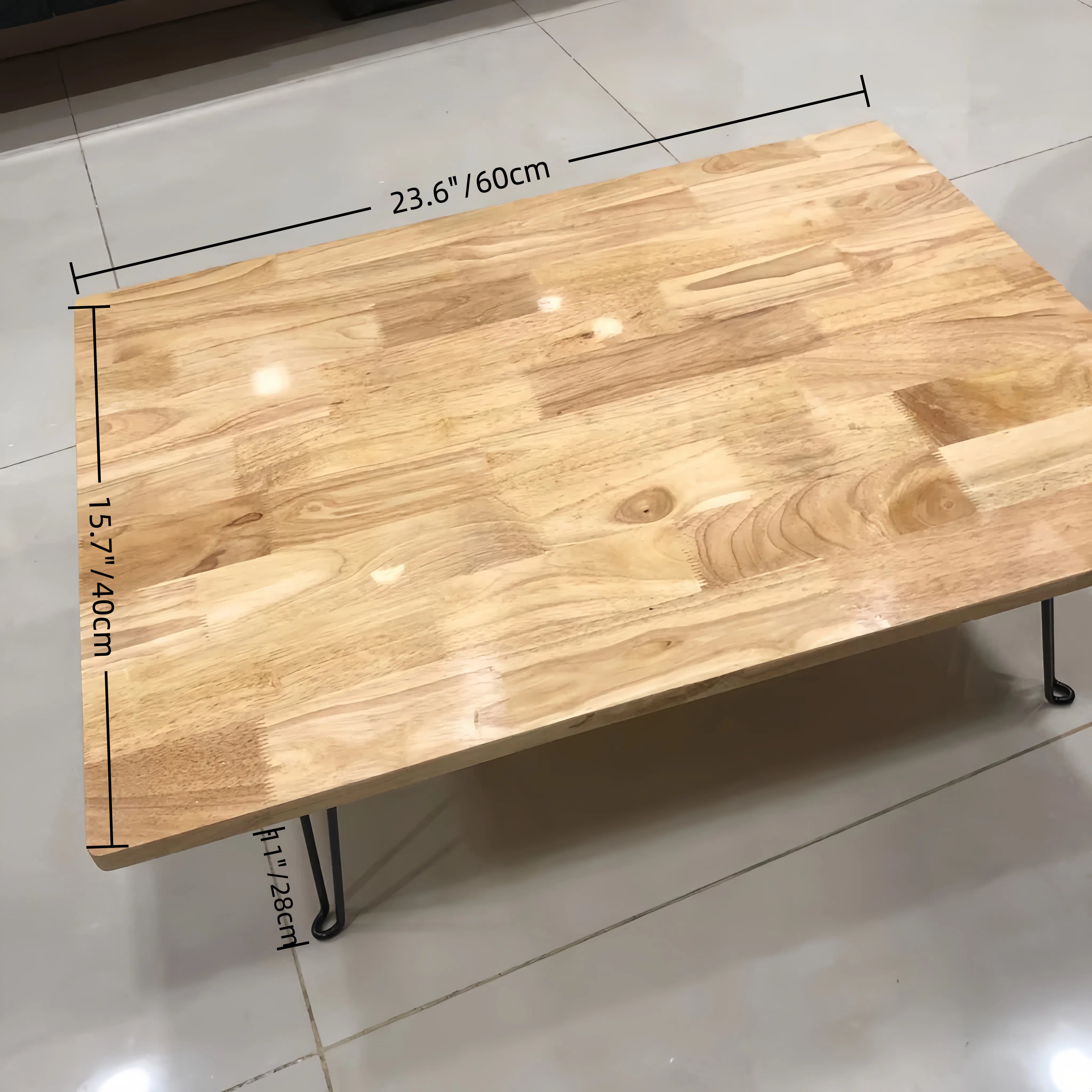 Foldable Rubberwood Floor Table – Compact & Portable Design for Small Spaces