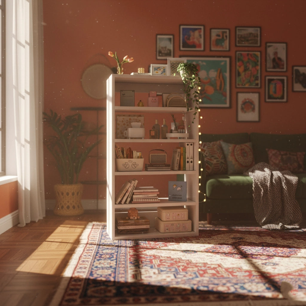 Modern 5-Tier Storage Bookshelf Cabinet – Multi-Functional Organizer for Living Room, Bedroom, Office – Space-Saving Display Shelf for Books, Decor, and Storage – Durable MDF Wood – 53.5 x 23.6 x 9.4 in (136 x 60 x 24 cm)