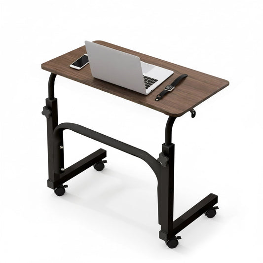 Adjustable Mobile Laptop Desk with Wheels – Height Adjustable 27.6–35.4 in (70–90 cm), Compact Study Table for Home Office, Rolling MDF Wood Desk 31.5 x 15.7 in (80 x 40 cm), Modern Space-Saving Design