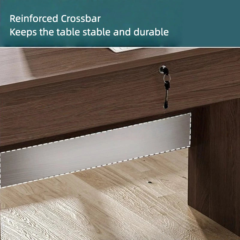 Multi-Functional Office Desk with Storage Cabinets and Drawers, Durable MDF Wood Writing Table for Home and Office, 55.1 x 23.6 x 28 in (140 x 60 x 73 cm)