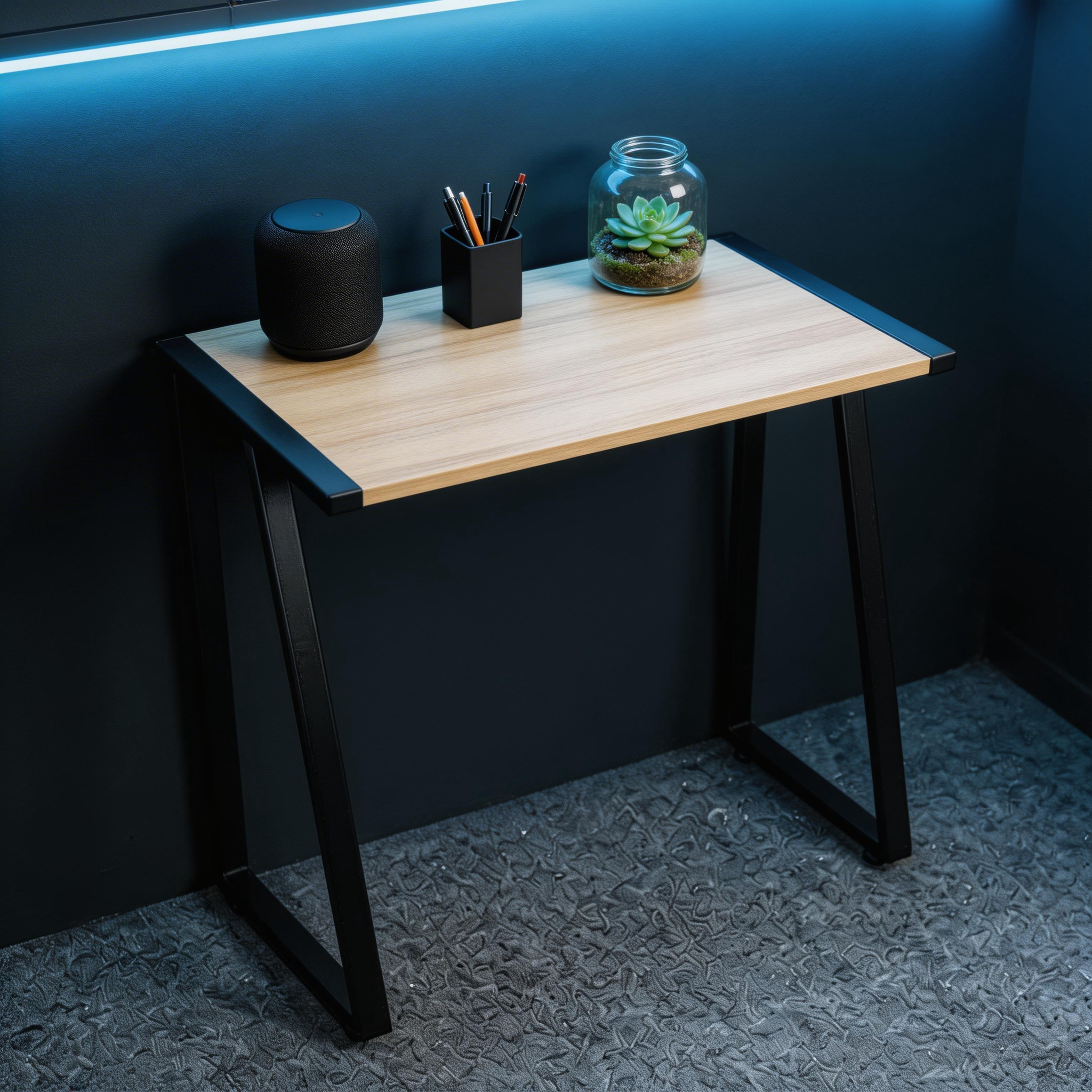 31.5" Small Computer Desk, Modern K-Shaped Student Study Table for Small Spaces, Compact Writing Desk with Sturdy Metal Frame, Industrial Wood Home Office Desk for Bedroom & Apartment