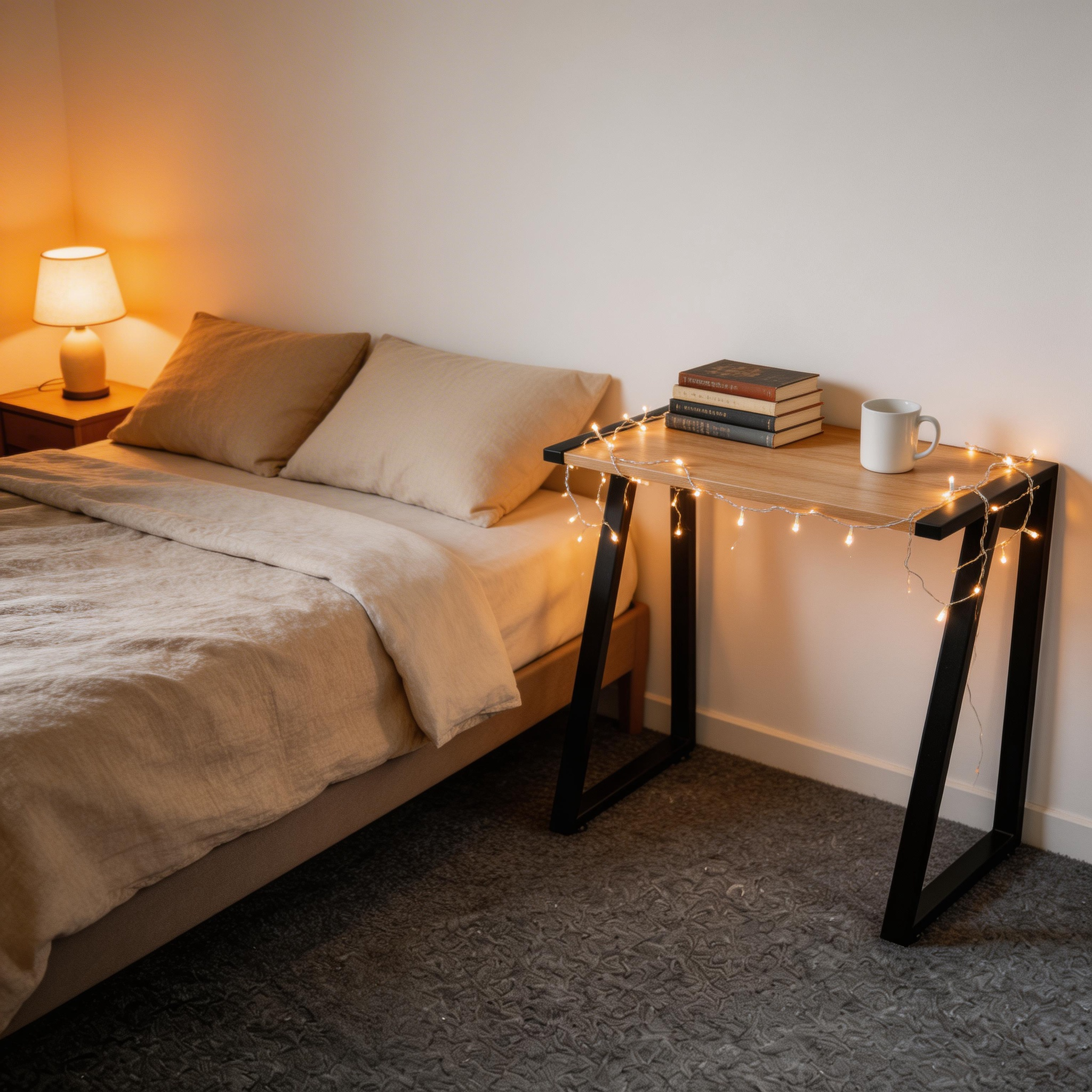 31.5" Small Computer Desk, Modern K-Shaped Student Study Table for Small Spaces, Compact Writing Desk with Sturdy Metal Frame, Industrial Wood Home Office Desk for Bedroom & Apartment