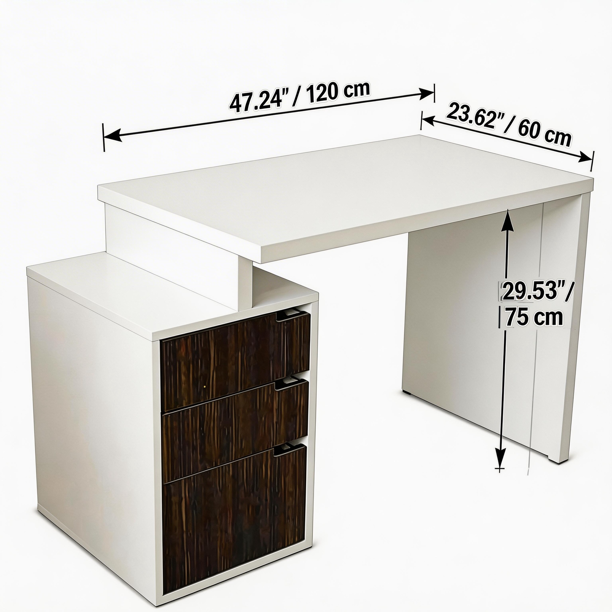 Modern Computer Desk with Storage Drawer, 32-Inch Small Study Table for Home Office, Compact Writing Desk with Built-in Storage Box, Sturdy Workstation for Students & Small Spaces, White
