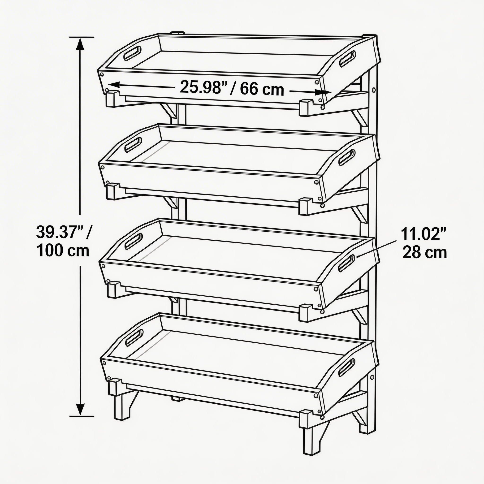 4-Tier Storage Rack, Multi-Functional Kitchen Baker’s Rack, Eco-friendly Wood Shelf Organizer for Pantry & Bathroom, Standing Shelving Unit for Small Spaces, Natural Finish