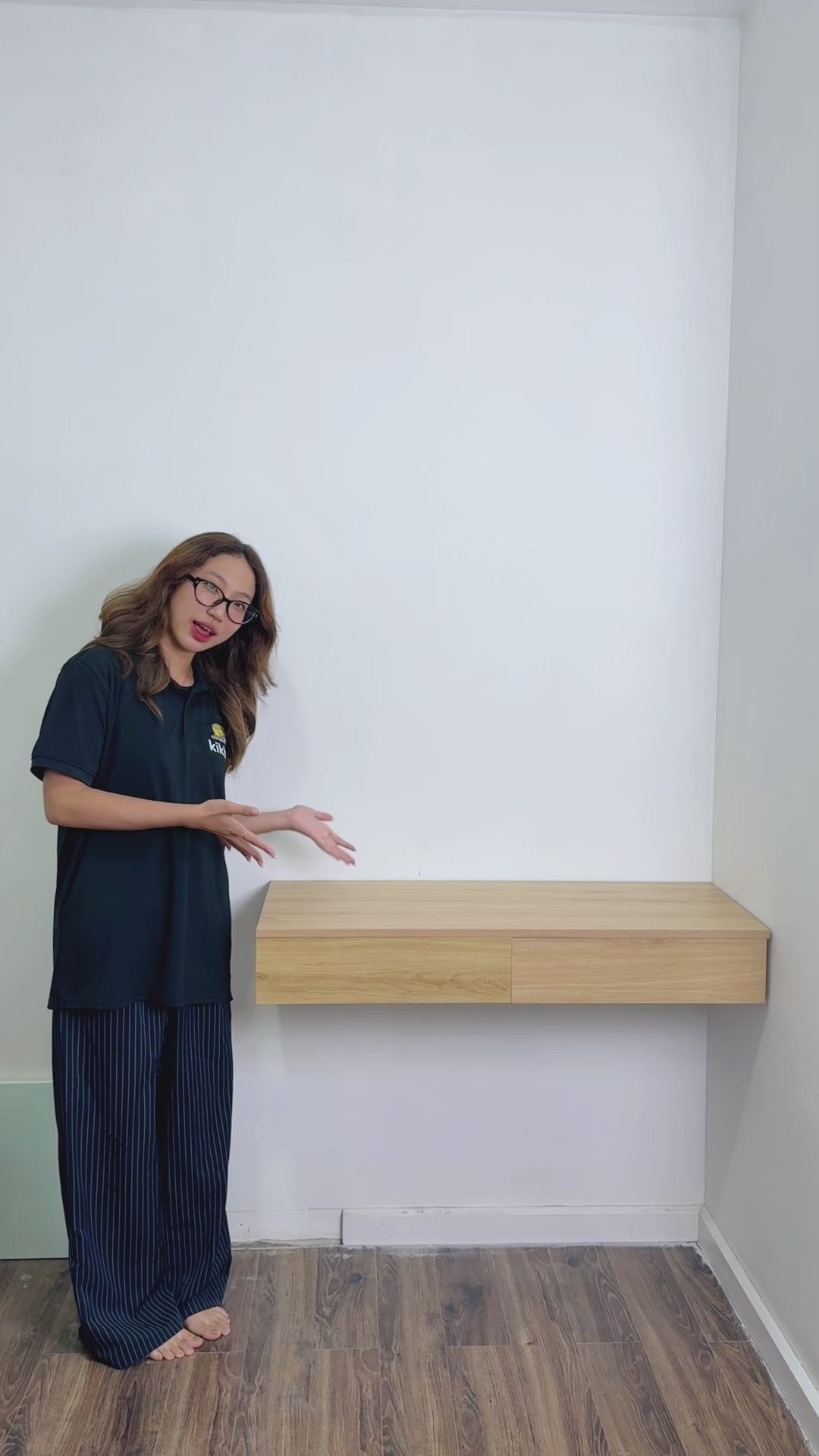 Wall Mounted Floating Vanity Desk with 2 Storage Drawers Modern MDF Makeup Table – 39.4 x 15.7 x 5.9 in (100 x 40 x 15 cm), Space-Saving Dressing Table for Bedroom or Small Spaces