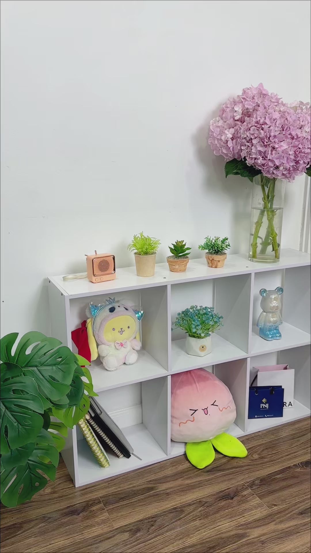 6-Cube Storage Organizer, Wooden Cube Bookshelf Cabinet, Modern Bookcase Shelf for Living Room, Bedroom or Office, MDF Storage Shelf