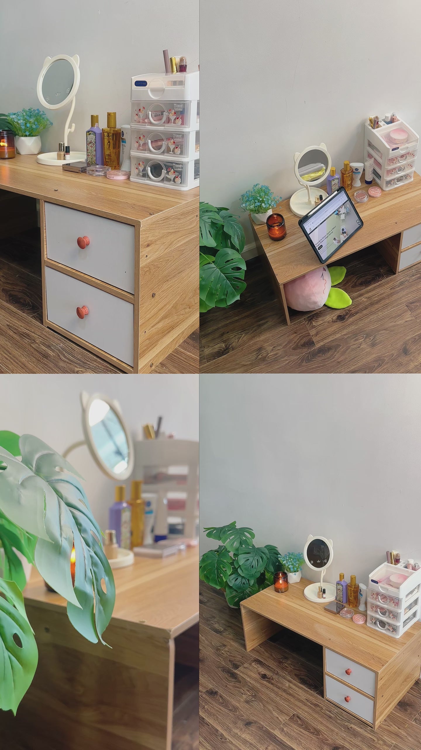 Modern Low Vanity Desk with Drawers Product Video
